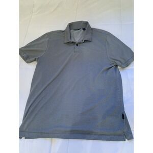 Perry Ellis Men's Large Gray  Polo Shirt Collared Polyester Geometric